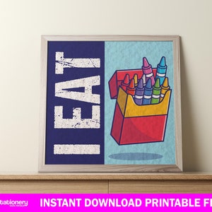 US Marines Corps Crayon Digital Wall Art I Eat Crayons USMC Joke Marines Gift Emergency Crayon Instant Download Printable Marine Desk Decor