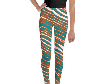 Youth Leggings Miami Zebra Print - Miami football colors