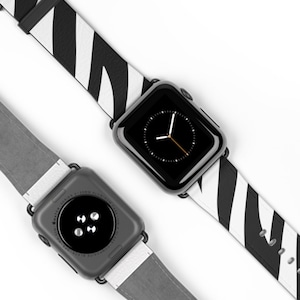 Faux Leather Apple Watch Band - Tiger Stripes White and Black - Cincinnati Football colors