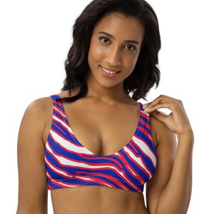 Padded Bikini Top - Zebra Print - Buffalo Football colors - Sustainable Swimsuit Top