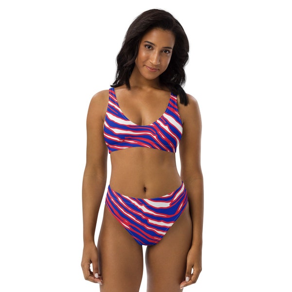 Padded Bikini - Zebra Print - Buffalo Football colors - Sustainable Swimsuit Set