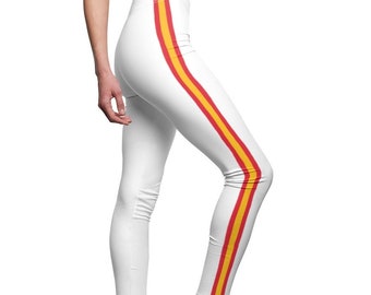 Mid Rise Leggings Kansas City Football - White with Red and Gold stripes
