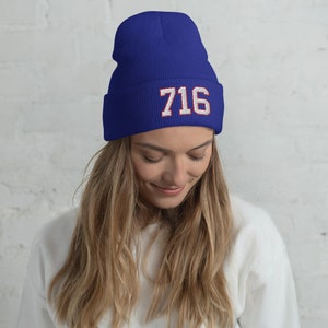 716 Beanie Blue, Cuffed - Buffalo football style
