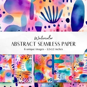 6 Papier numérique sans couture aquarelle abstraite vibrante - Motifs aquarelles - Fond d'été - Commercial - Fond numérique coloré