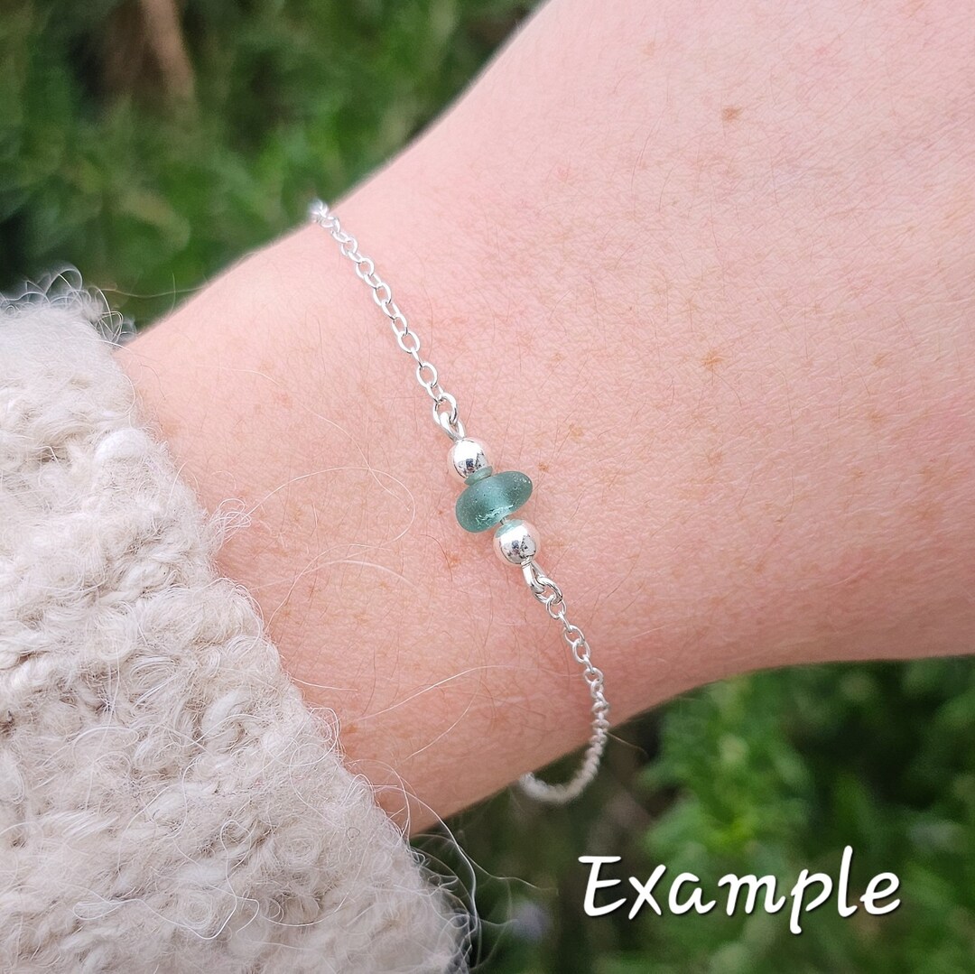 Silver Rings Devon Dainty Devon Sea Glass & Stirling Silver Bracelet, Bespoke Gift ...