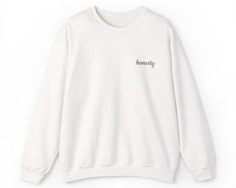 Moletom com bordado "honestidade" no peito | design minimalista de texto