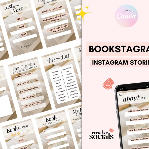 Instagram Stories for Bookstagram | 14 Instagram Templates for Bookworms | Book Social Media Stories