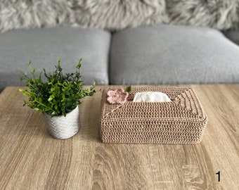 Crochet tissue box cover 23 x 11.5 x 7 cm