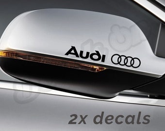 2x Audi rings logo decals stickers(one pair) for car side mirrors, size 111mm x 15mm .