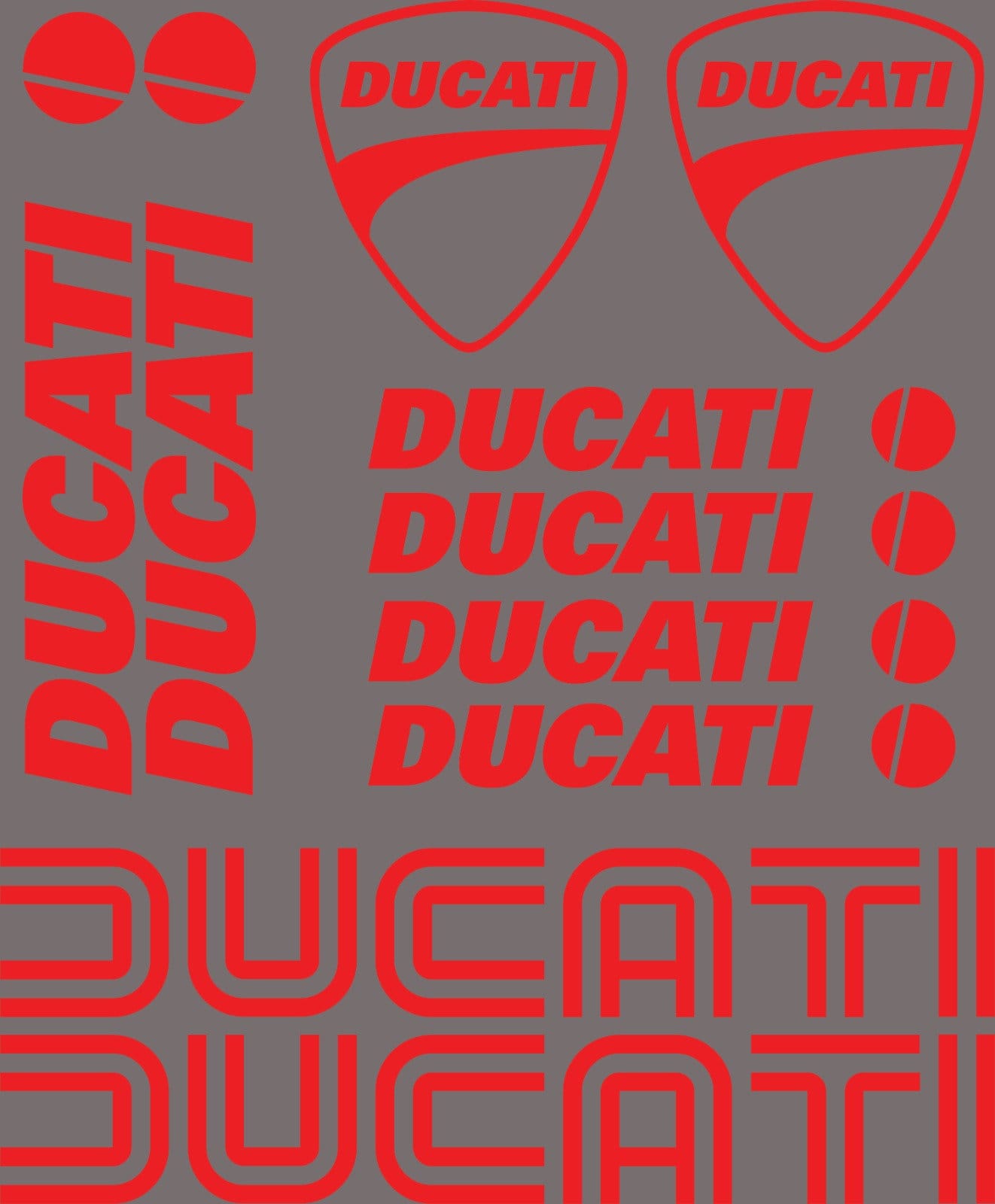 10x Ducati stickers decals for helmet or motorcycle fuel tank fairing bike.