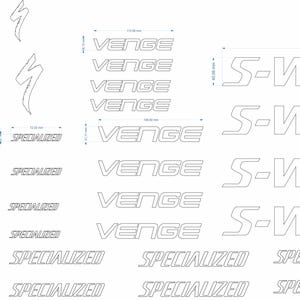 S-works Specialized Venge extra large decal set, 36 pcs.  All colors available. Bicycle Frame decals.