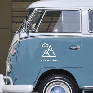 Camping Outdoor Hiking sticker with custom text, vinyl decal for motorhome, camper, camper van, trailer or any flat surface.