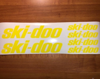 6x Ski-Doo Snowmobile Decals Pegatinas Set Blanco Amarillo Color Negro