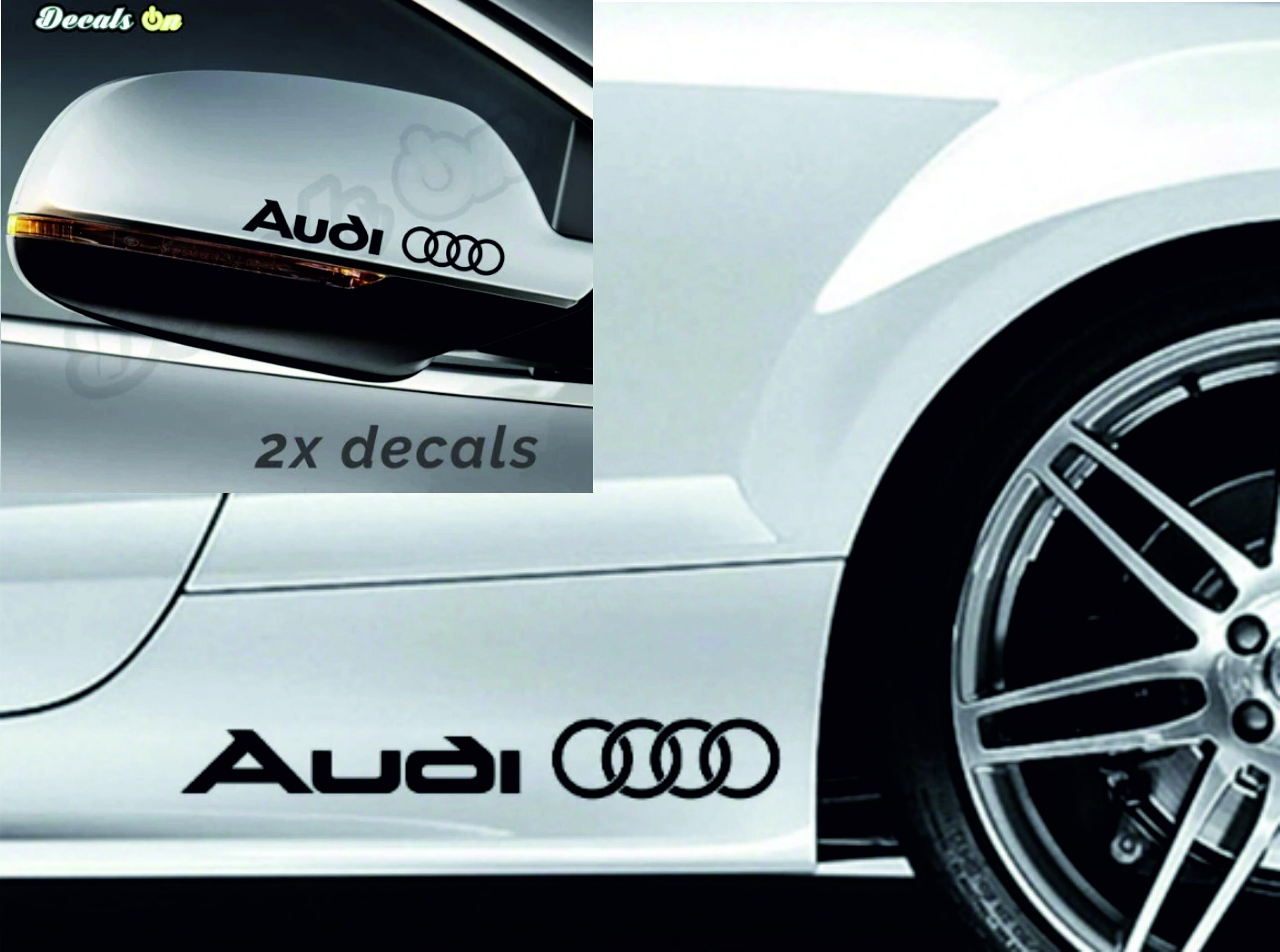 2 Stickers Audi A1 A2 A3 A4 A5 Q3 Q5 Q7 R8 TT Logo Sticker MIRROR Decal