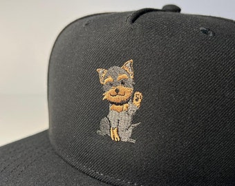 Chapeau de chiot Yorkie avec le nom des chiens casquette de baseball de camionneur chapeau de papa broderie faite à la main personnalisée. Yorkshire Terrier