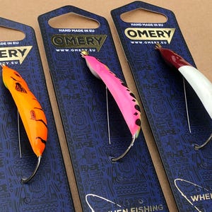 Set of 3 Fishing spoons-lures, baits, weedless spoon lure.  Handmade in Latvia. Excellent gift for fisherman.
