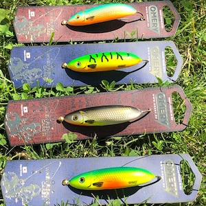 Set of 4 Fishing spoons-lures, baits, weedless spoon lure. . Handmade in Latvia.