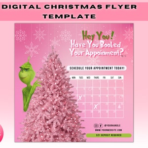 Editable Christmas Flyer | Hairstylist Flyer, MUA Flyer, December Booking Flyer, DIY Book Now Flyer, December Bookings Flyer