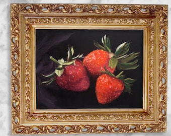 Strawberry Still Life Giclée Print — Moody, Signed by Artist