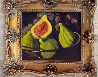 Figs Still Life Oil Painting Print – Moody Kitchen Wall Art, Signed Giclée