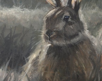 Rabbit Art Print - Bunny Oil Painting Print - Wildlife Painting Art Print - Oil Painting Giclée Art Print - Unframed Original Art Print