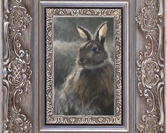 Rabbit   Oil Painting Art Print: Wildlife Giclée Print, Unframed Signed by Artist