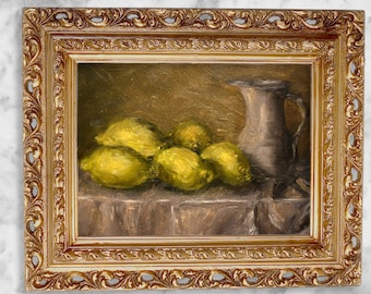 Lemon Art, Still Life Fruit Painting, Lemon Painting Art Print, Unframed Wall Print, Lemon Bowl Oil Painting Art Print, Original Art Lemon