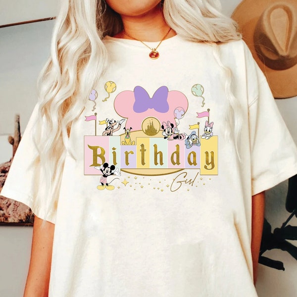 Disney Comfort colors shirt, Disney Birthday Girl Shirt, Disney Birthday Shirt, Disneyland Shirt, Minnie Birthday tee, Birthday Family Shirt