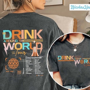 Comfort colors shirt, Retro Epcot World Tour 1982 Shirt, Epcot Center Shirts, Drinking Around The World Tour, World Showcase Shirt DL-160201