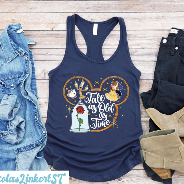 Tale as Old as Time shirt, Beauty and the Beast Tanks, Belle Princess Shirt, Princess Mickey Head Tank top, Family Vacation Tanks, DL-110202