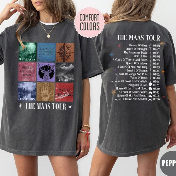 Vintage Sarah J. Maas Tour Comfort Colors Shirt, The Maas Tour T-Shirt, ACOTAR Shirt, Crescent City T-Shirt, Throne of Glass Merch, SJM Fan Shirts