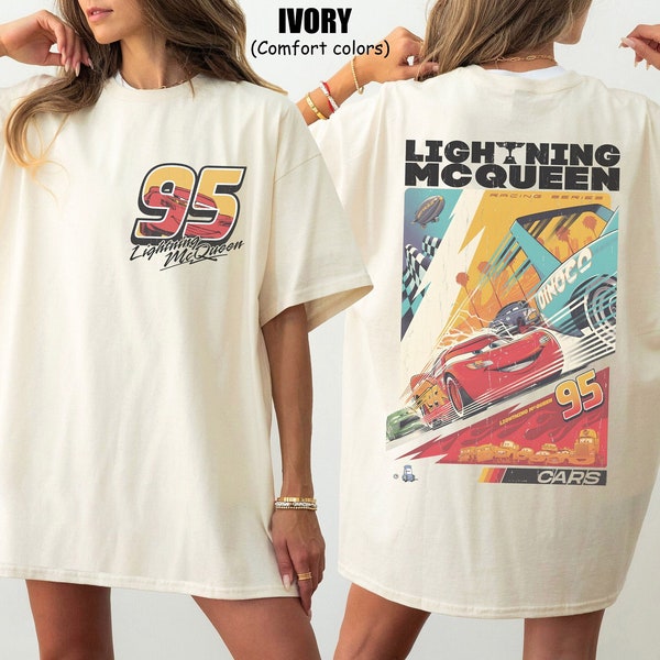 Chemise rétro couleurs confort Lightning Mcqueen, chemise voitures Rusteze, chemise McQueen 1977, chemises Cars Disney Pixar, chemise vacances en famille WDW