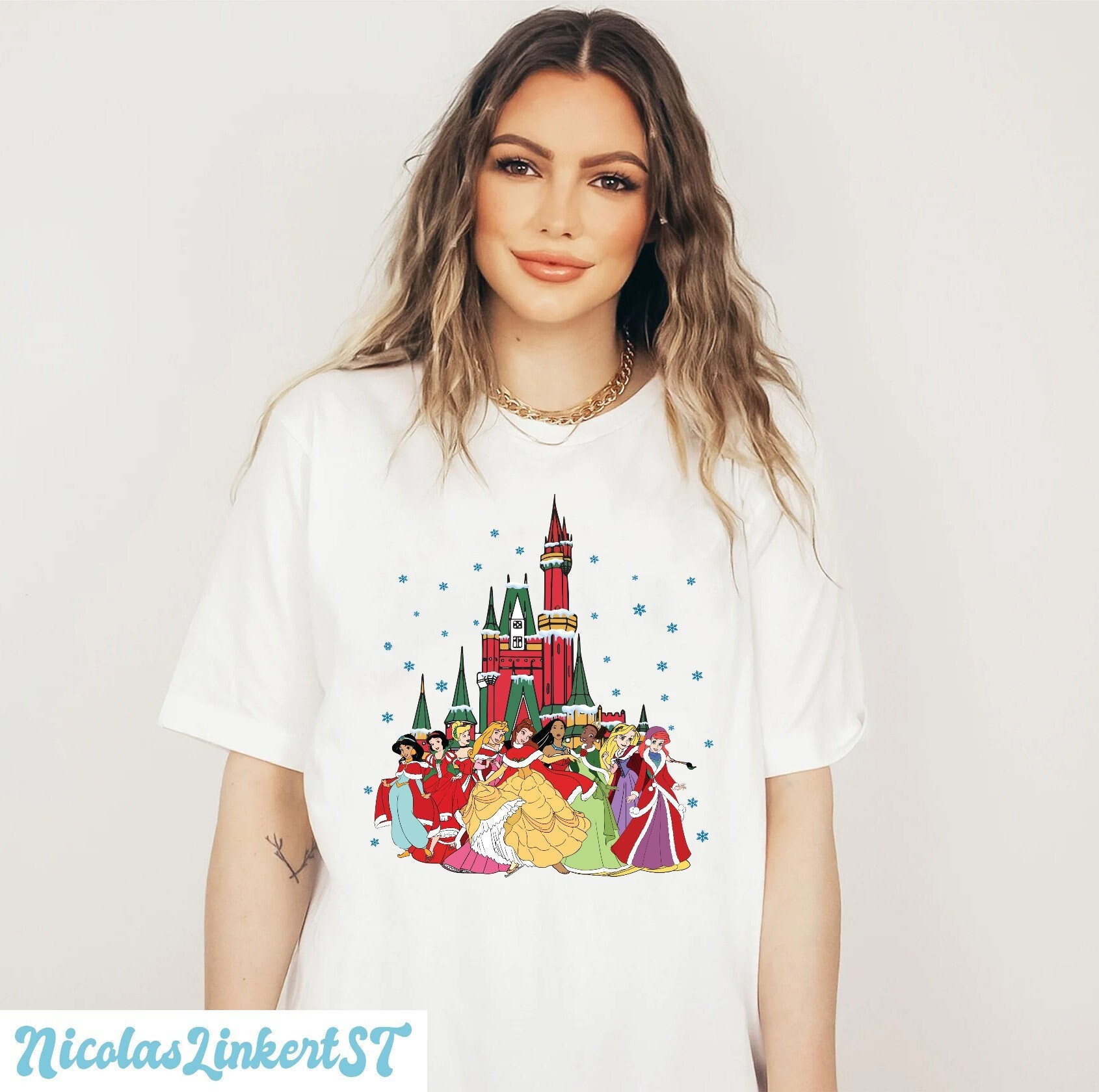 Discover Camiseta Princesas de Disney Feliz Navidad Vintage para Hombre Mujer