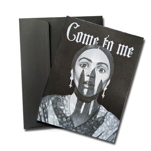 Carte de voeux vierge - Carte effrayante - Mini impression d'art - Come to me - Saint-Valentin - Nosferatu - Vampire