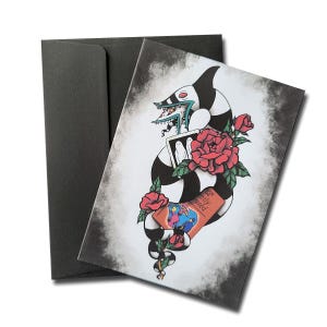 Carte de voeux vierge - carte effrayante - mini impression d'art - bonjour - ver des sables - ambiance Halloween - personne décédée récemment