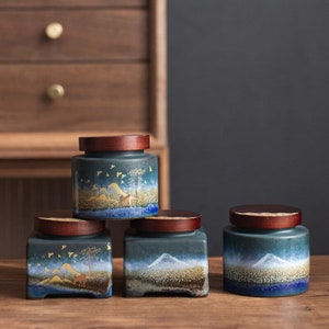 Wooden Tea Caddy Canister Tea Boxes Kung Fu Tea Storage Portable Storage Jar Wooden Tea Caddy Canister Tea Boxes Kung Fu Tea Storage Portable Storage Jar