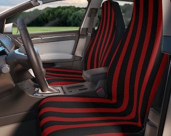 Fundas para asientos delanteros de coche con rayas negras y rojas