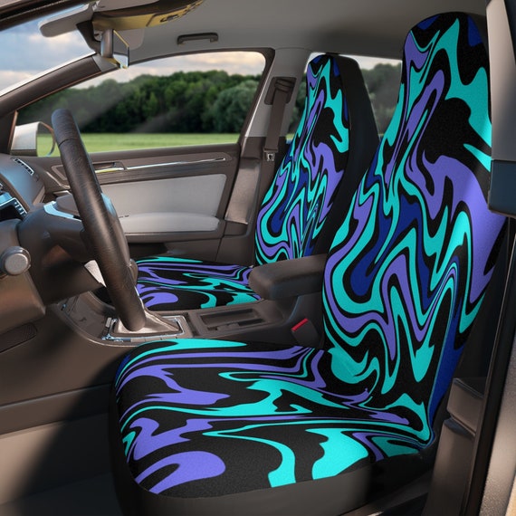 Blue and Black Liquid Marble Car Front Seat Covers Etsy