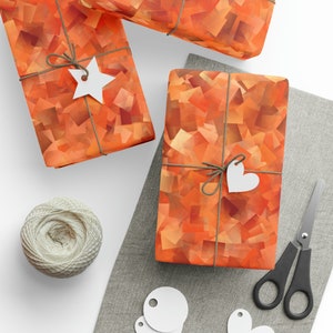 Orange confetti gift wrapping paper