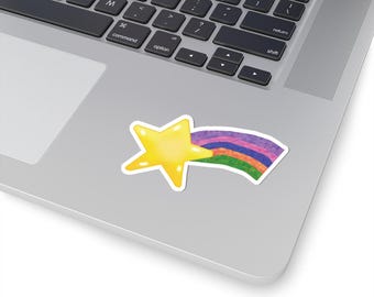 Colorful yellow shooting star kiss-cut sticker