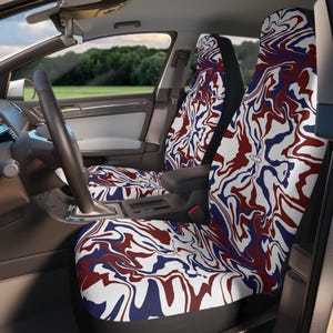 Red white and blue marble abstract car seat covers (limited time)