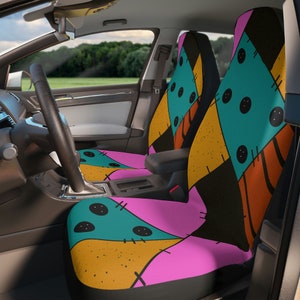 Patchwork fall themed front car seat cover set