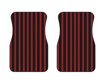 Red and black striped front car mats 2pc