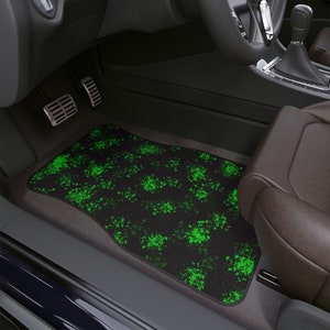 Neon green paint splatter car floor mat 1pc