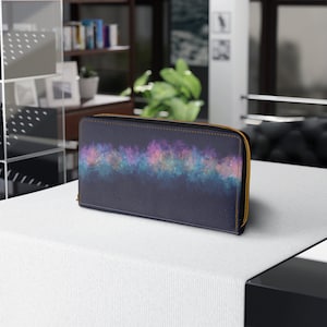 Cartera de piel sintética para mujer personalizada con luz cósmica