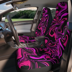 Chic pink and black marble car seat covers