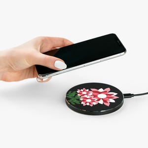 Spring pink and white floral  wireless charger