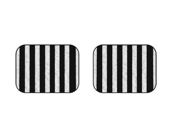 black and white striped rear car mats (2x Rear)