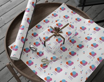 Happy birthday colorful balloons wrapping paper