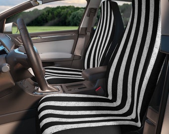 Fundas para asientos delanteros de coche góticos con rayas blancas y negras